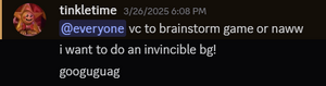 @everyone vc to brainstorm game or naww / i want to do an invincible bg! / googuguag